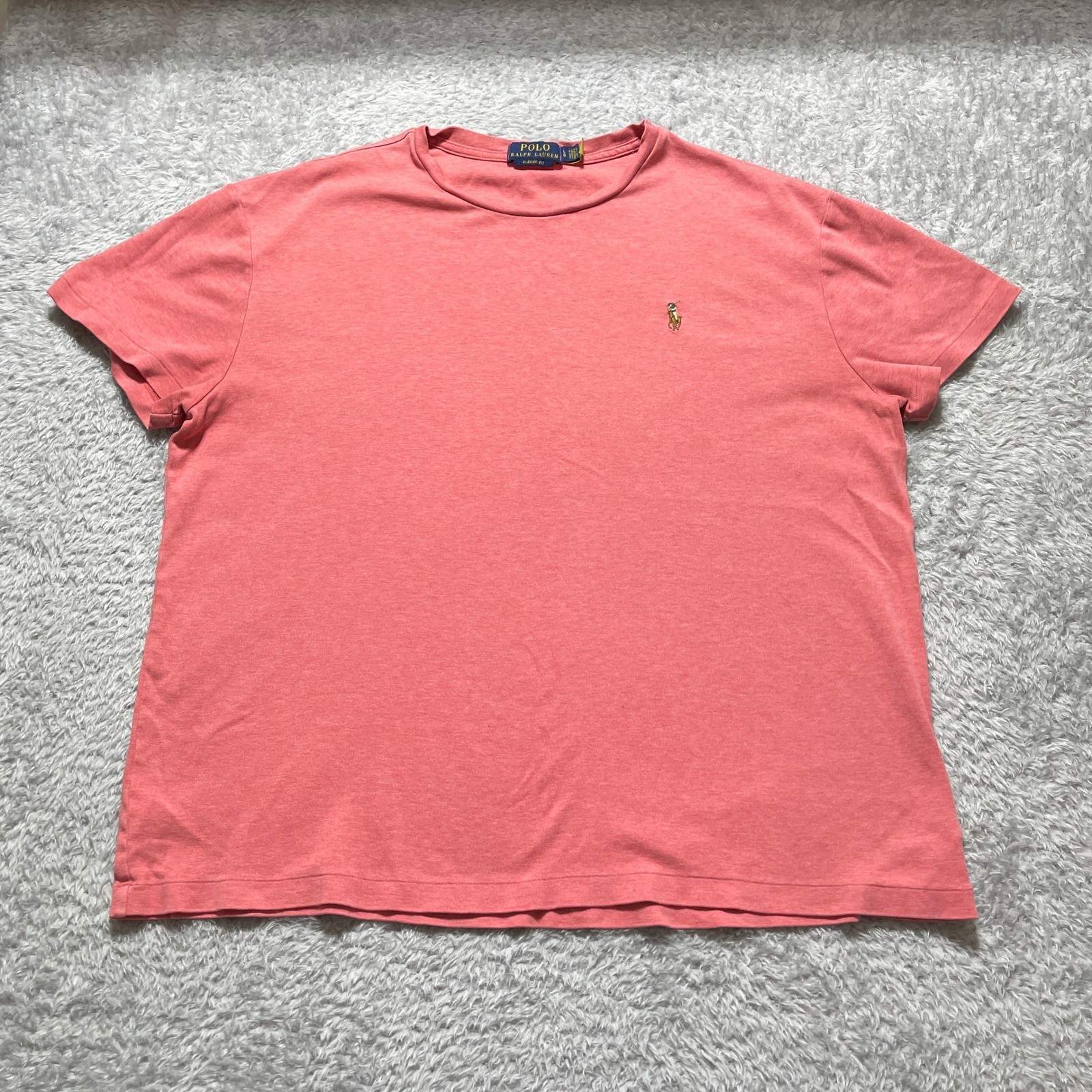 Polo Ralph Lauren Mens Classic Fit Crewneck T-Shirt Coral Pink Heather Large gallery