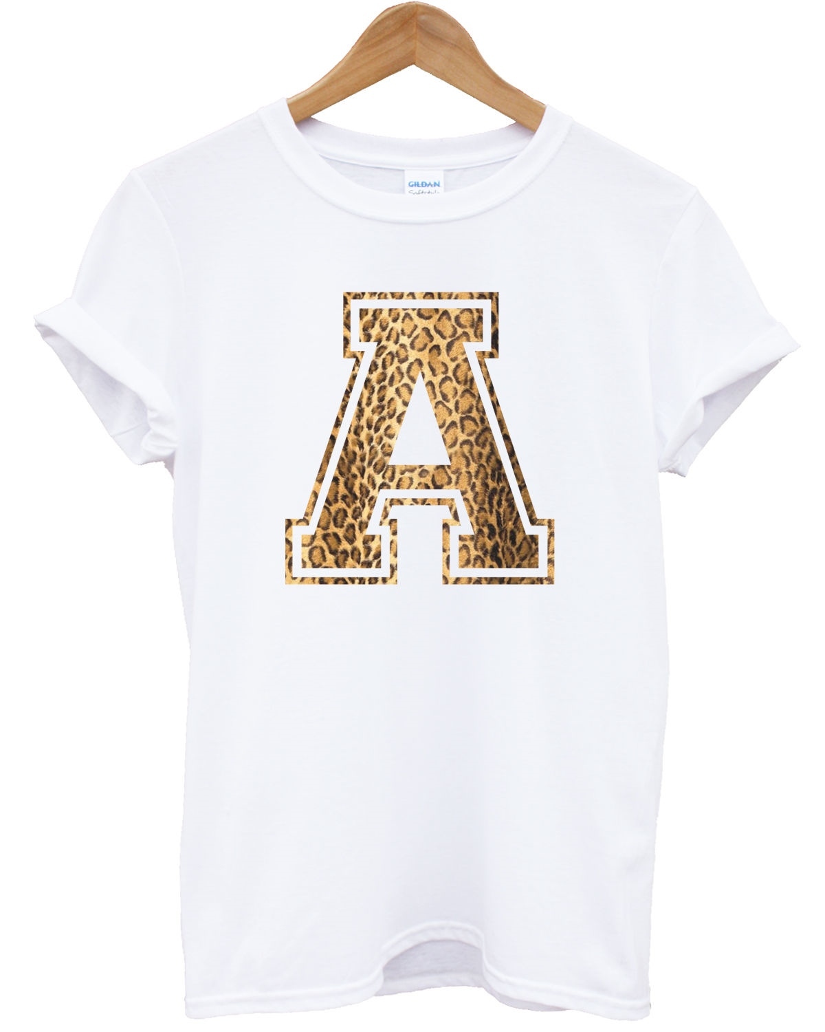 A Personalised Leopard Letter T Shirt Choose your own Printed Custom Tee Top gallery