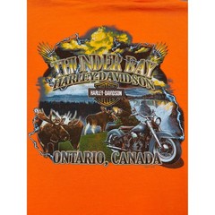 Harley-Davidson Thunder Bay Ontario Canada Graphic T-Shirt Orange Mens Large
