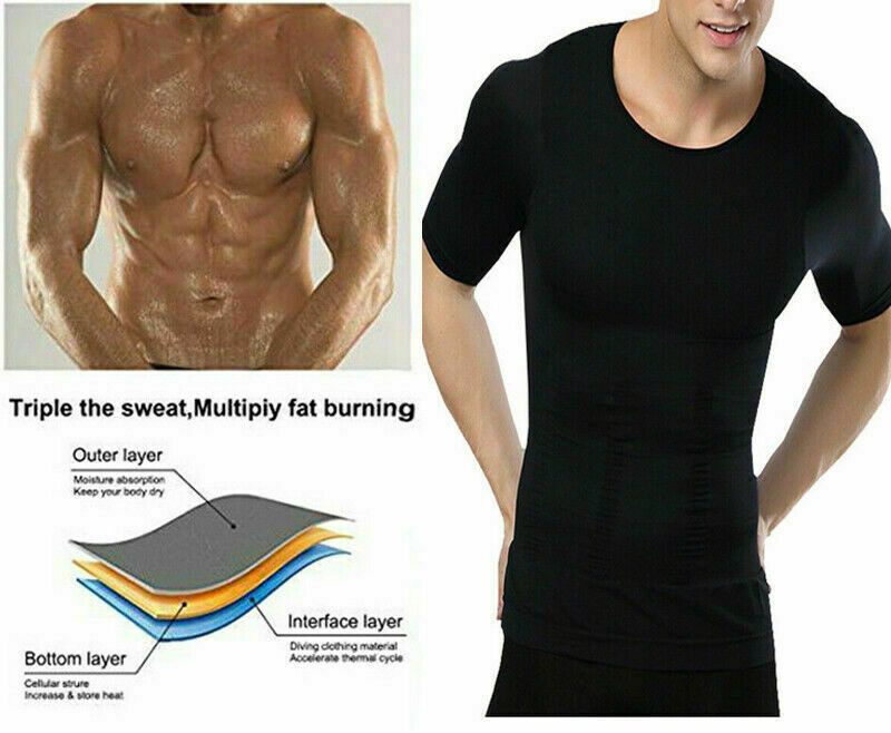 Men's Fashion Compression T-Shirt Body Shaper Crew Neck Muscle Workout Tank Top gallery