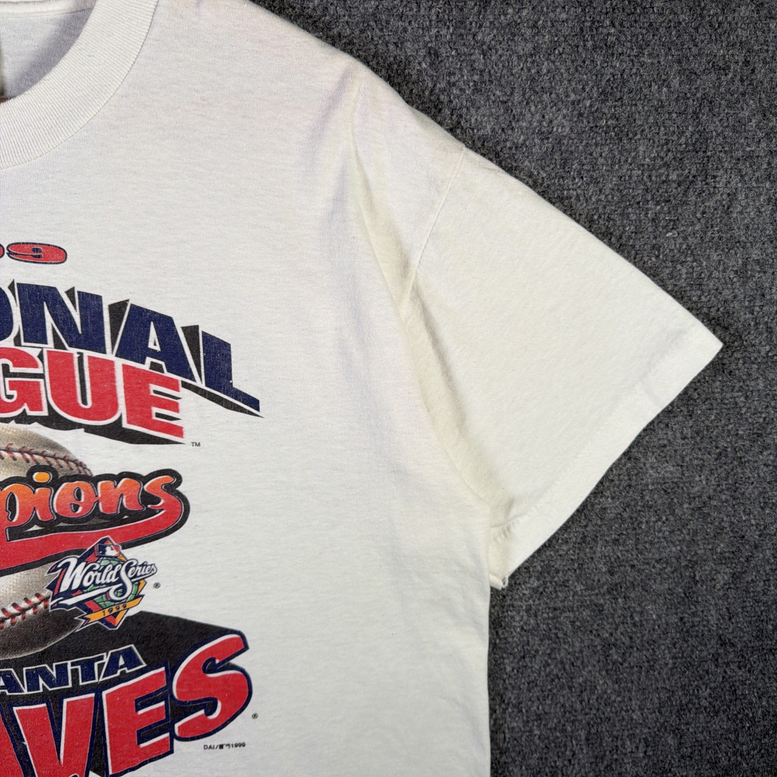 Vintage Atlanta Braves Shirt Mens Large White 90s USA Baseball World Series 1999 gallery