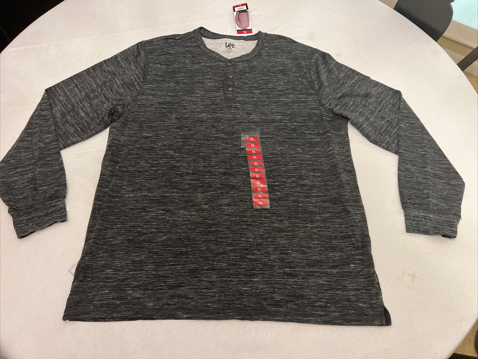 Lee Textured Comfort Henley Shirt Black Men's X-LARGE Stretch $45 gallery
