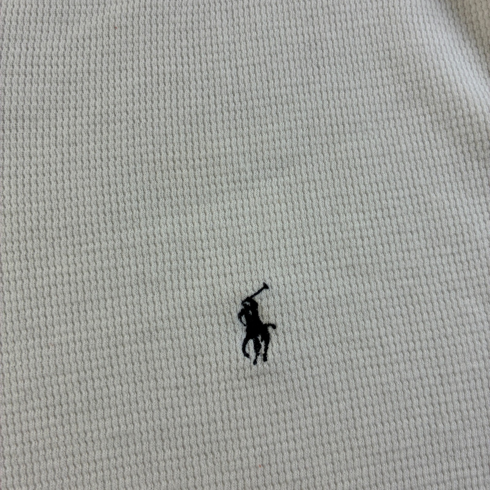 Polo Ralph Lauren Shirt Mens Large White Henley Thermal Sleepwear Waffle Knit gallery