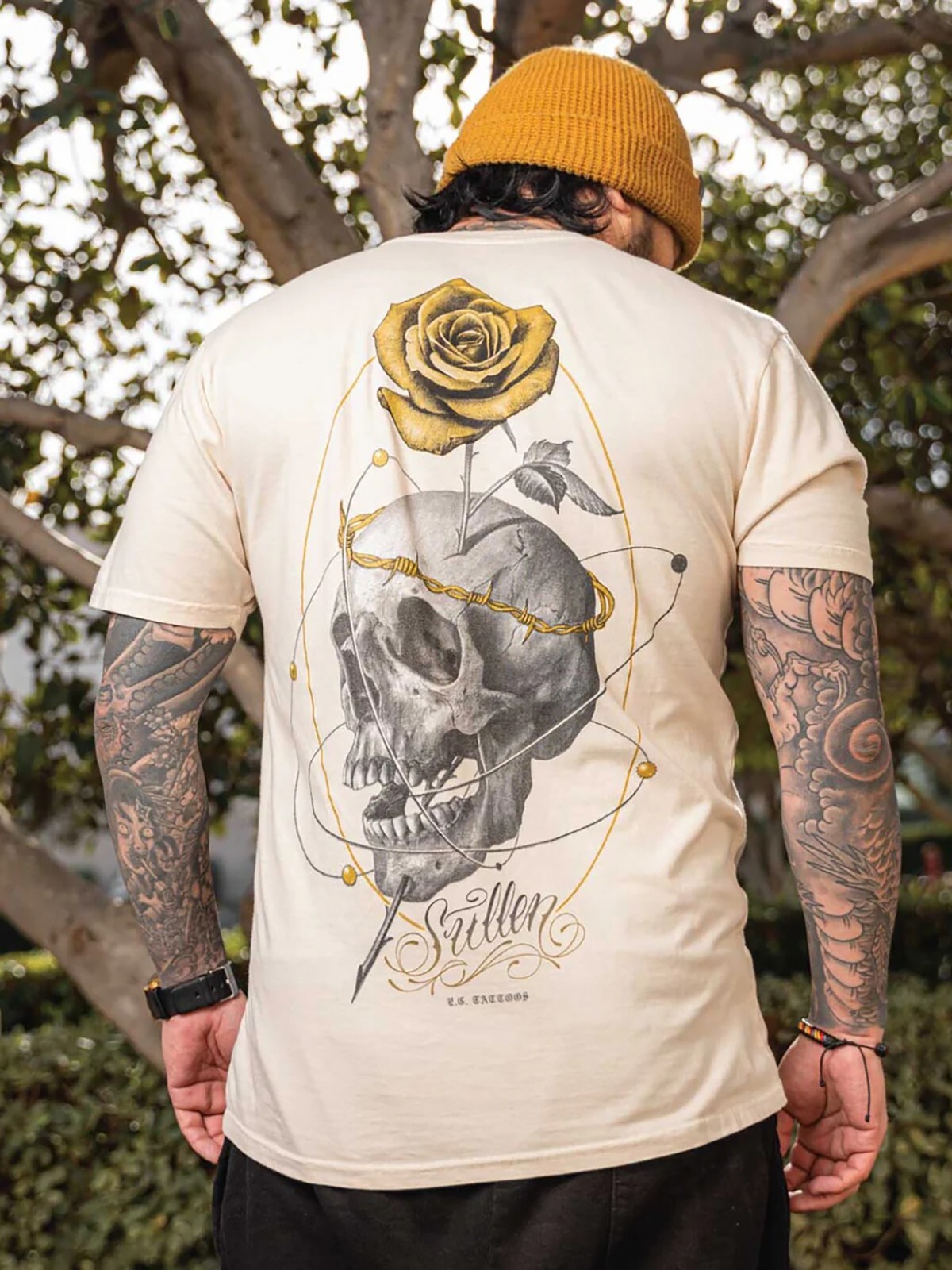 Sullen Men's Orbital Short Sleeve Premium T-shirt Tattoo Skull and Rose Logo Tee gallery