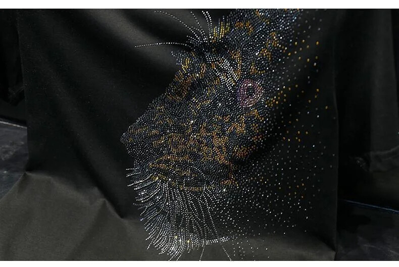 New Men Fashion Leopard Trend Hot Diamonds Rhinestones Summer Luxury T-Shirt gallery
