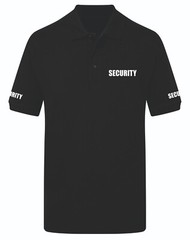 Security Polo Shirt Bodyguard Doorman Sizes S-8XL Printed Front Back Sleeves