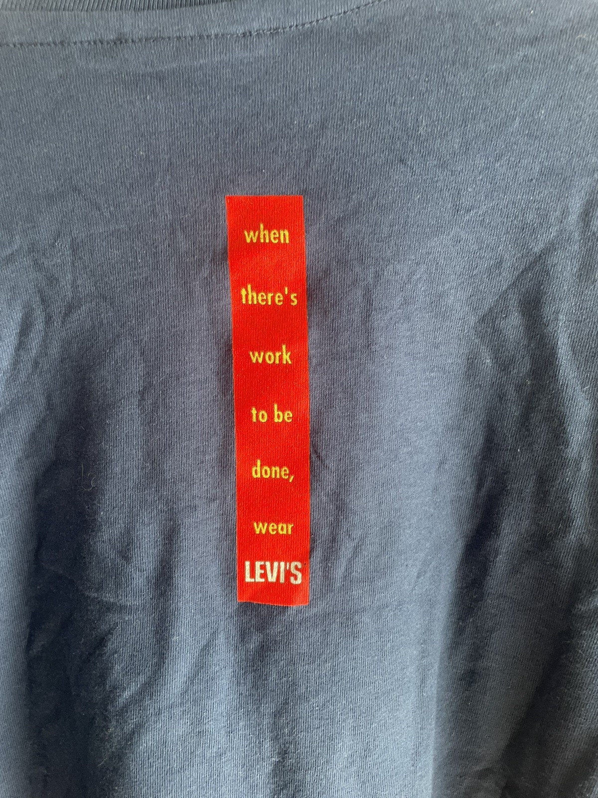 Levis Jeans Overalls 90s Vintage USA Workwear Graphic Tee Blue XL Deadstock gallery