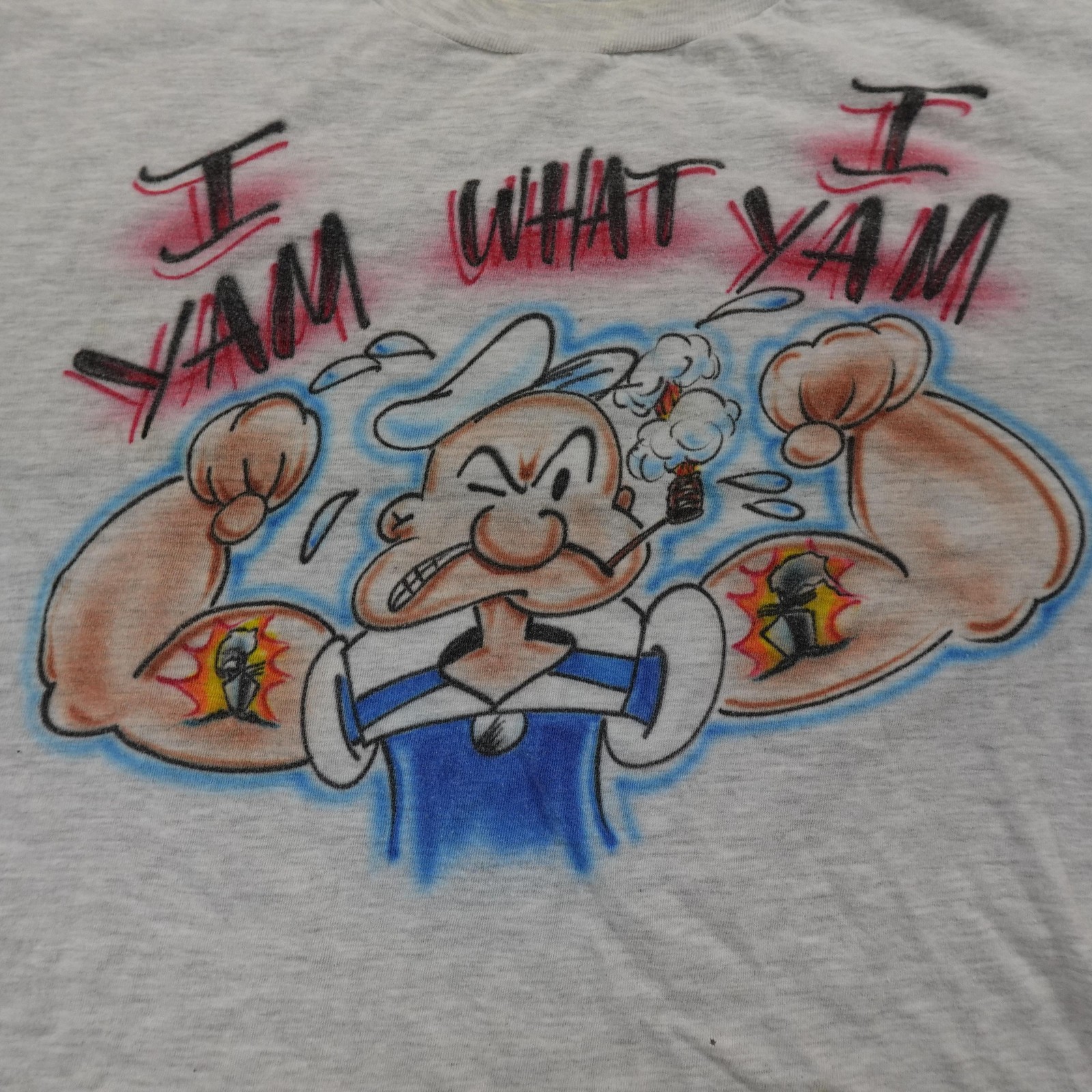 VTG Popeye Shirt Mens XL Gray Graphic Cartoon Short Sleeve Single Stitch Tee Top gallery