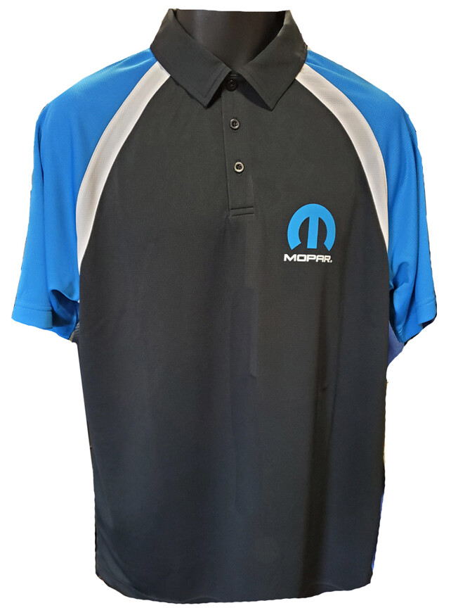 Mopar Logo Polyester Dry-Wicking Black/Blue Polo Shirt Official Licensed gallery