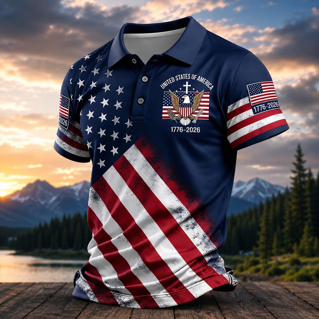 250th Anniversary Patriotic Polo Mens United States Of America 1776-2026 (S-5XL) gallery