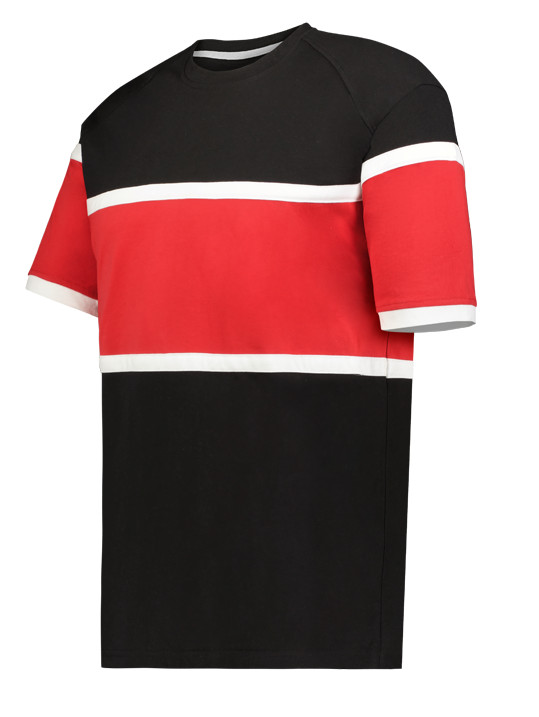 MEN'S SHORT SLEEVE T-SHIRT, STRIPE INSET PANELS AND OVERLAYS, CREW NECK, XS-4XL gallery