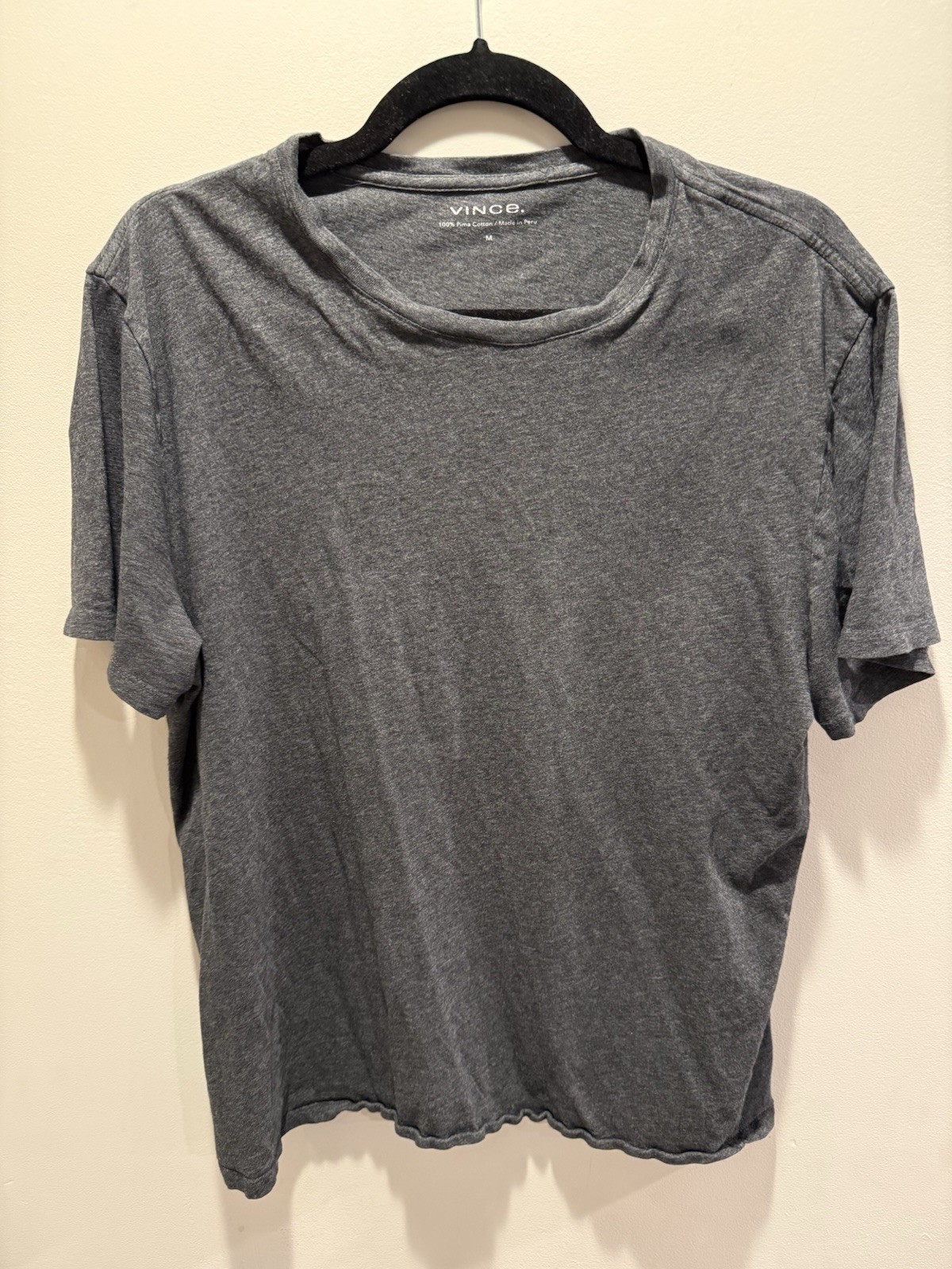 Vince Mens M 100% Pima Cotton Crewneck T-Shirt Heather Charcoal Gray Tee SS gallery