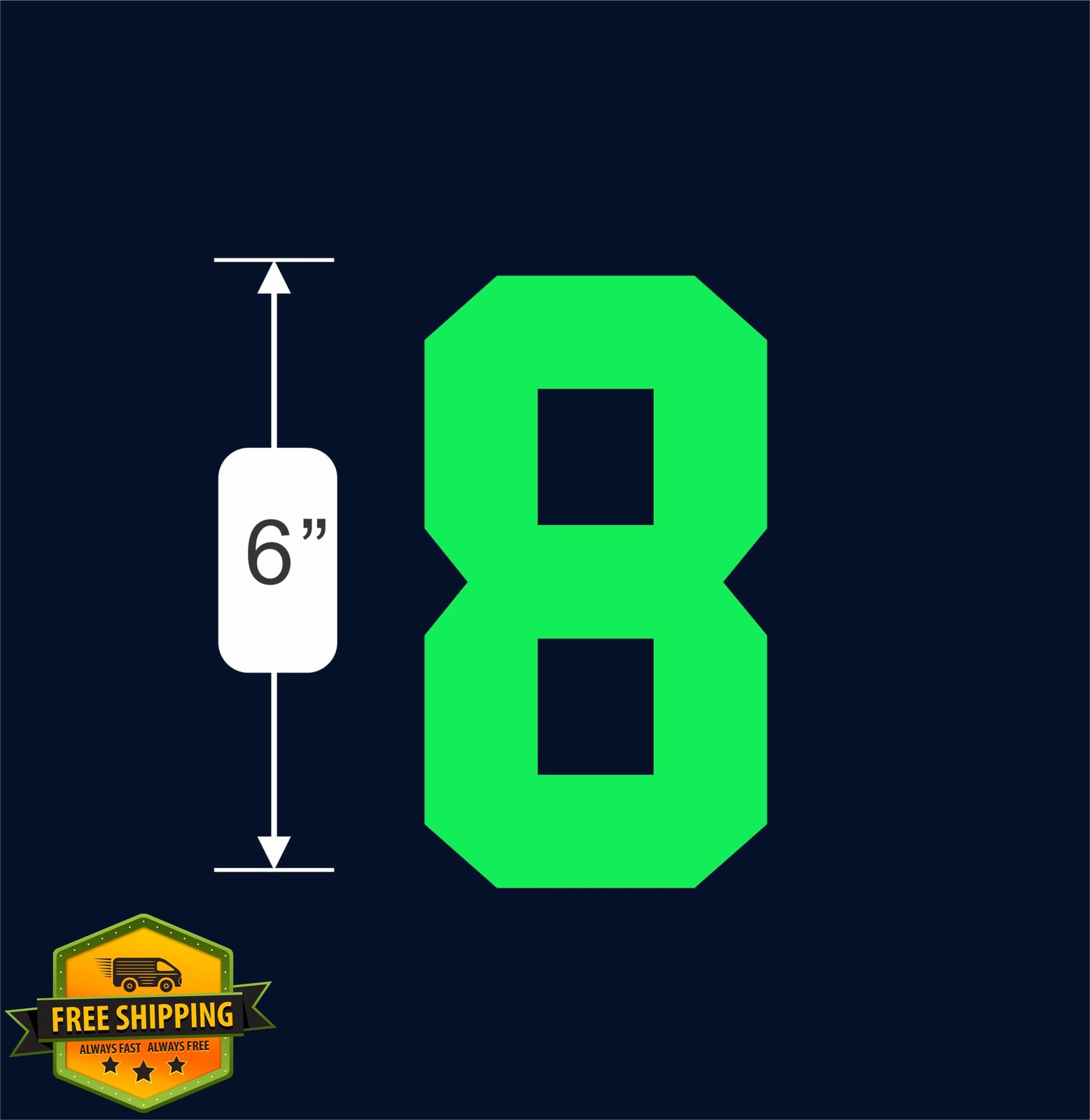 Fluorescent Green Iron On Numbers 0-9 6" Tall T-Shirt Jersey Kit gallery