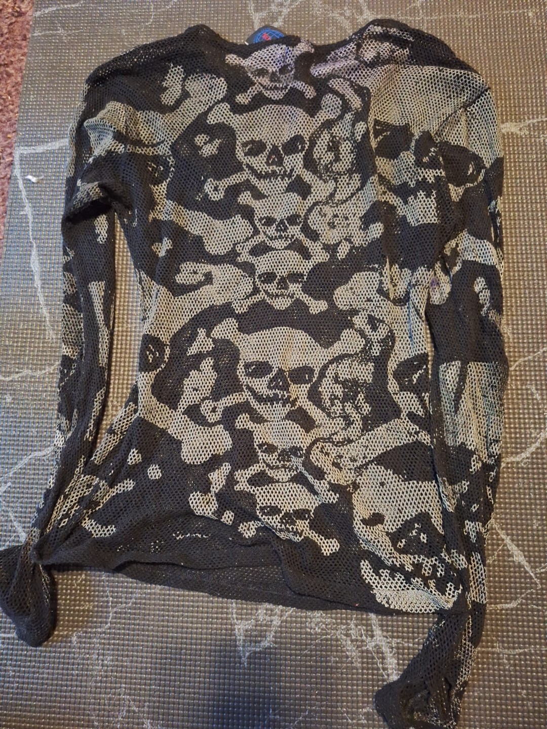 Tripp NYC Sheer Skull Print Mesh Long Sleeve Mens Large Shirt Goth Punk Fishnet gallery