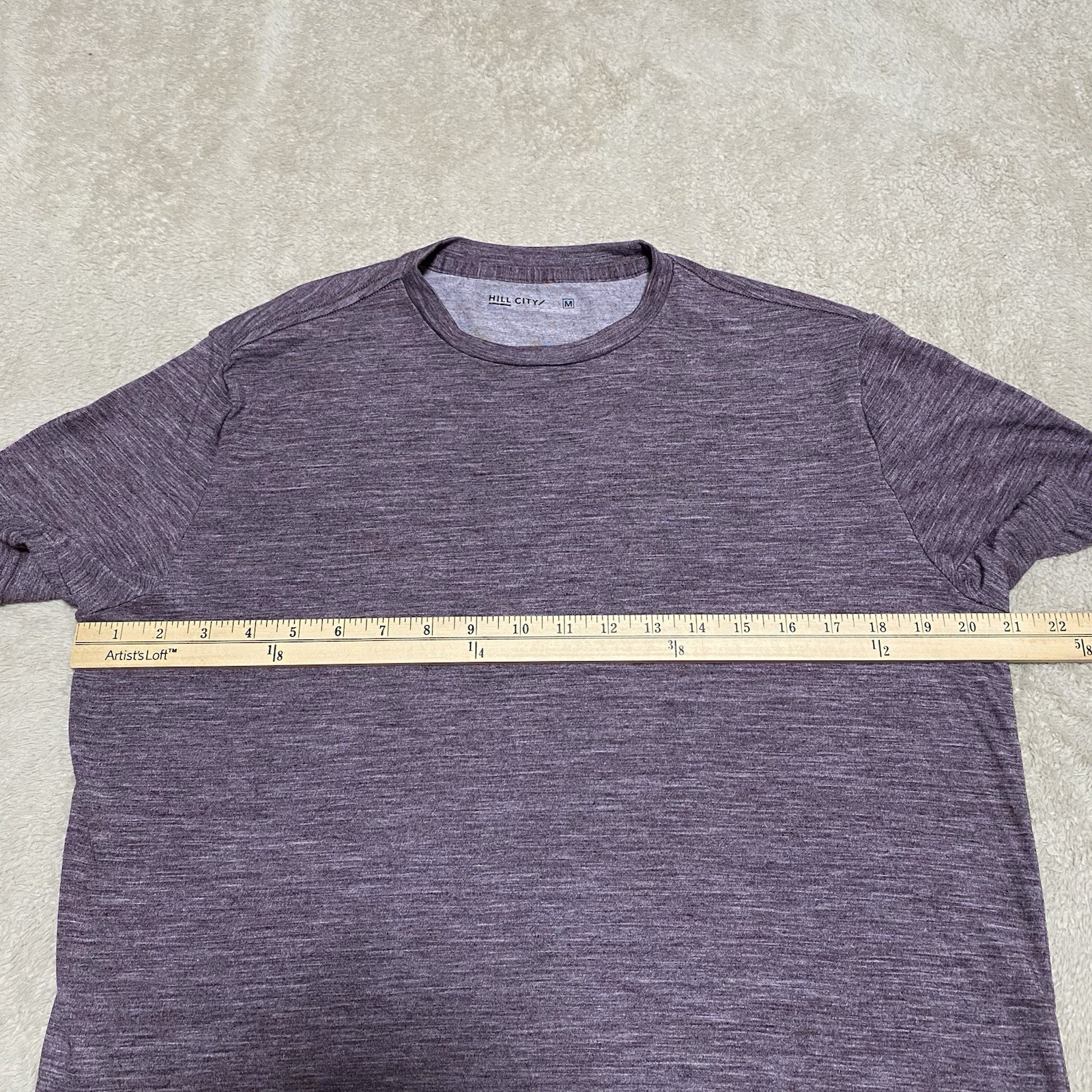 Hill City Merino Wool Blend T-Shirt Mens M Purple Crew Neck Short Sleeve Stretch gallery