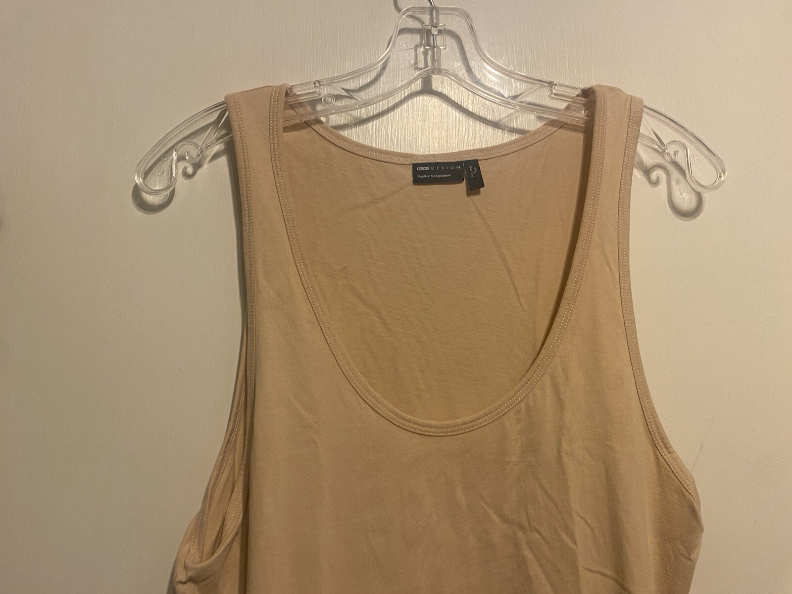 ASOS Design Men's Beige Tank Top Size Medium Long Tall NWOT Scoop neck Cotton gallery