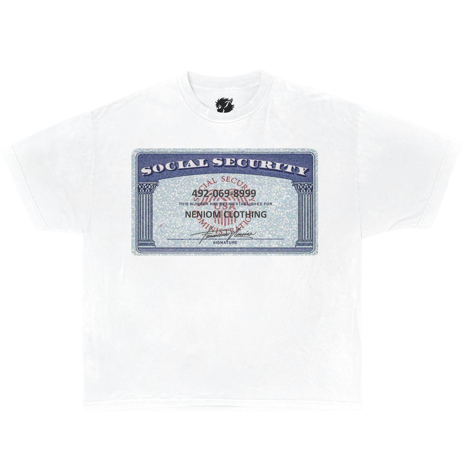 Neniom Social Security Card Boxy Shirt Streetwear Y2K Vintage Tees gallery