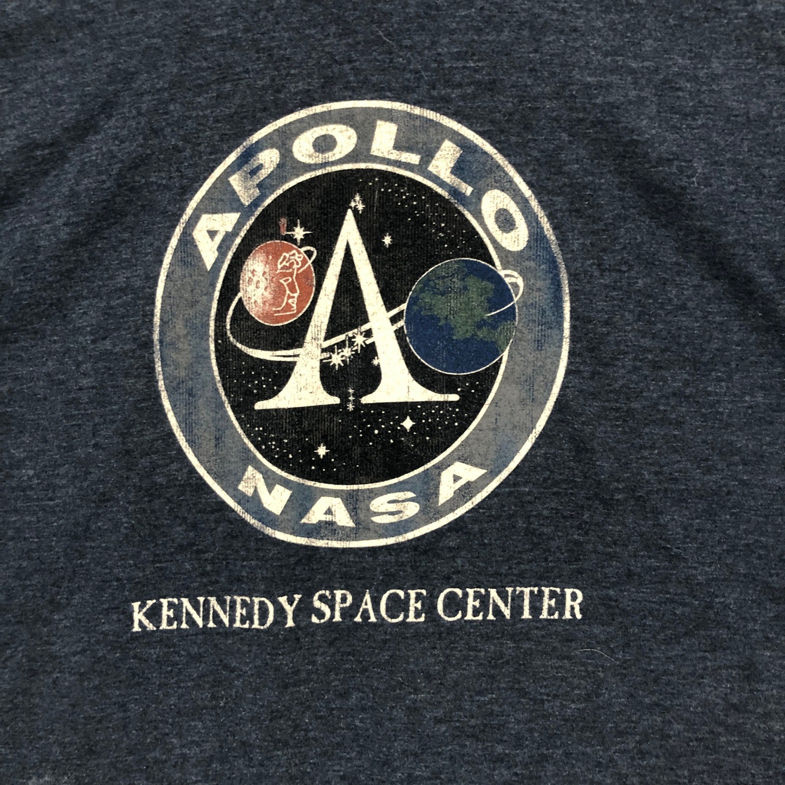 Alstyle NASA Apollo Kennedy Space Center Heather Navy Graphic T-Shirt Mens M gallery