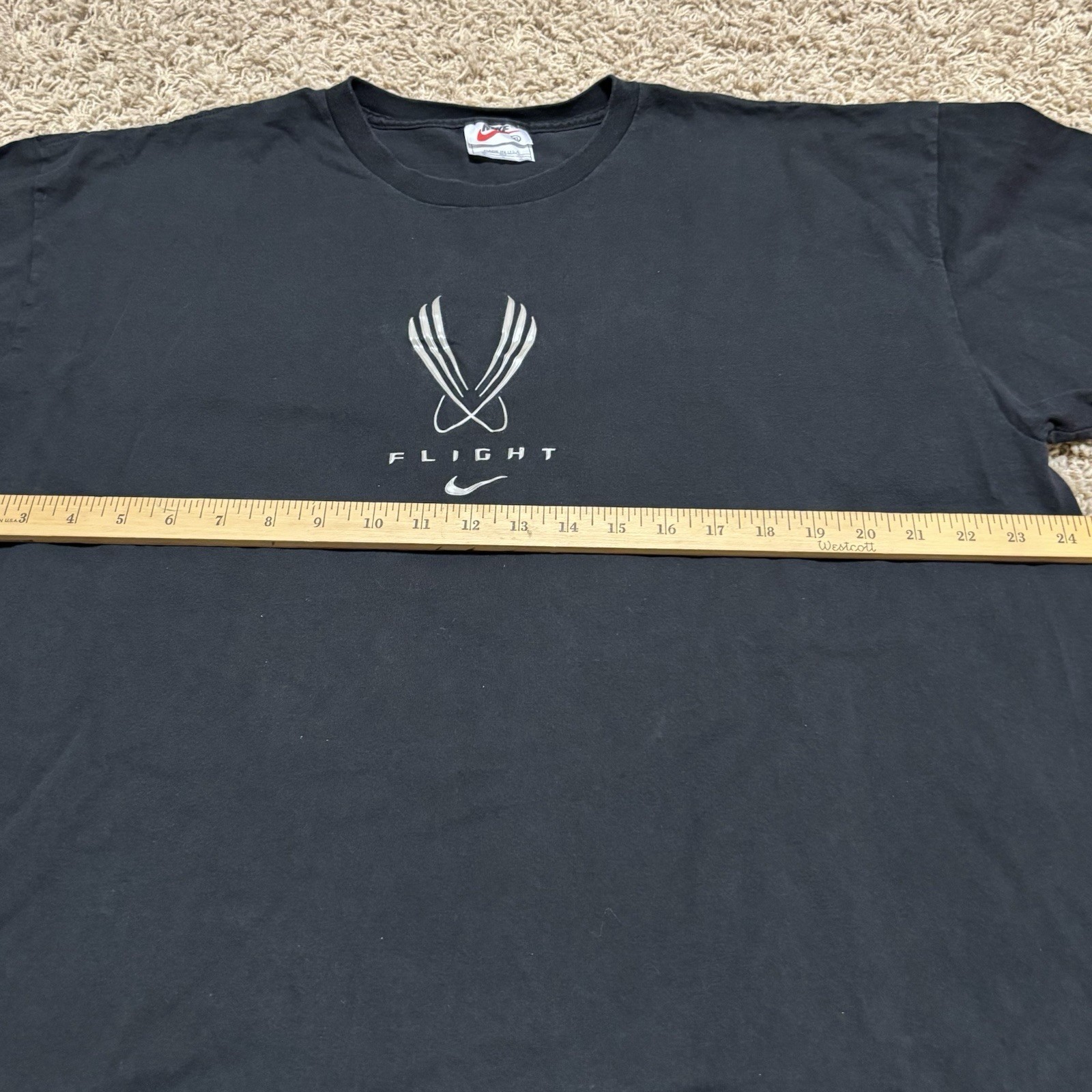 Vintage Y2K 80s 90s Made In USA Nike Flight Basketball Black T Shirt Mens XL gallery