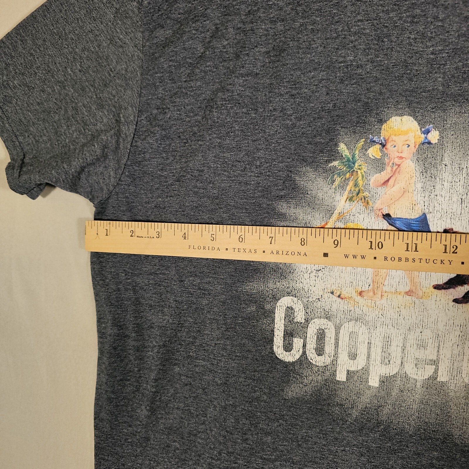 Vtg Gildan Tee Shirt XL Classic Coppertone Girl Logo Beach Dog Blue Short Sleeve gallery