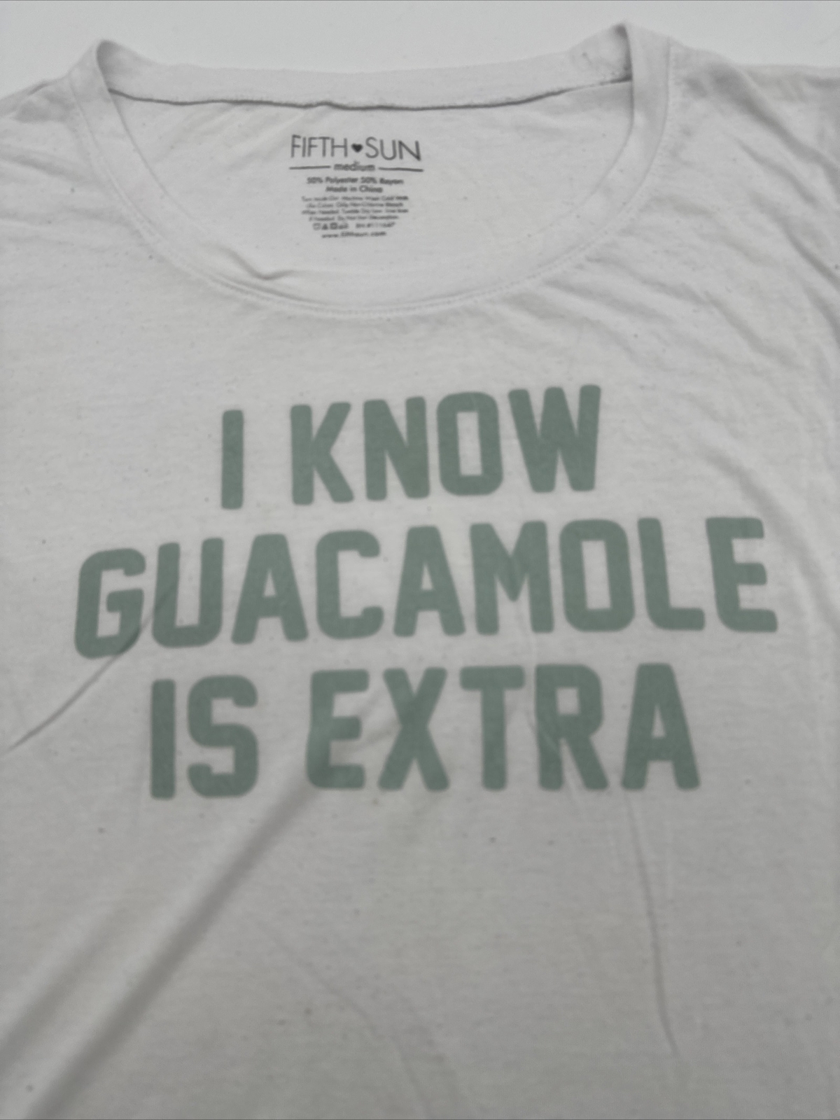 I Know Guacamole Is Extra T-Shirt Women Medium Spell Out Fifth Sun…#5971 gallery