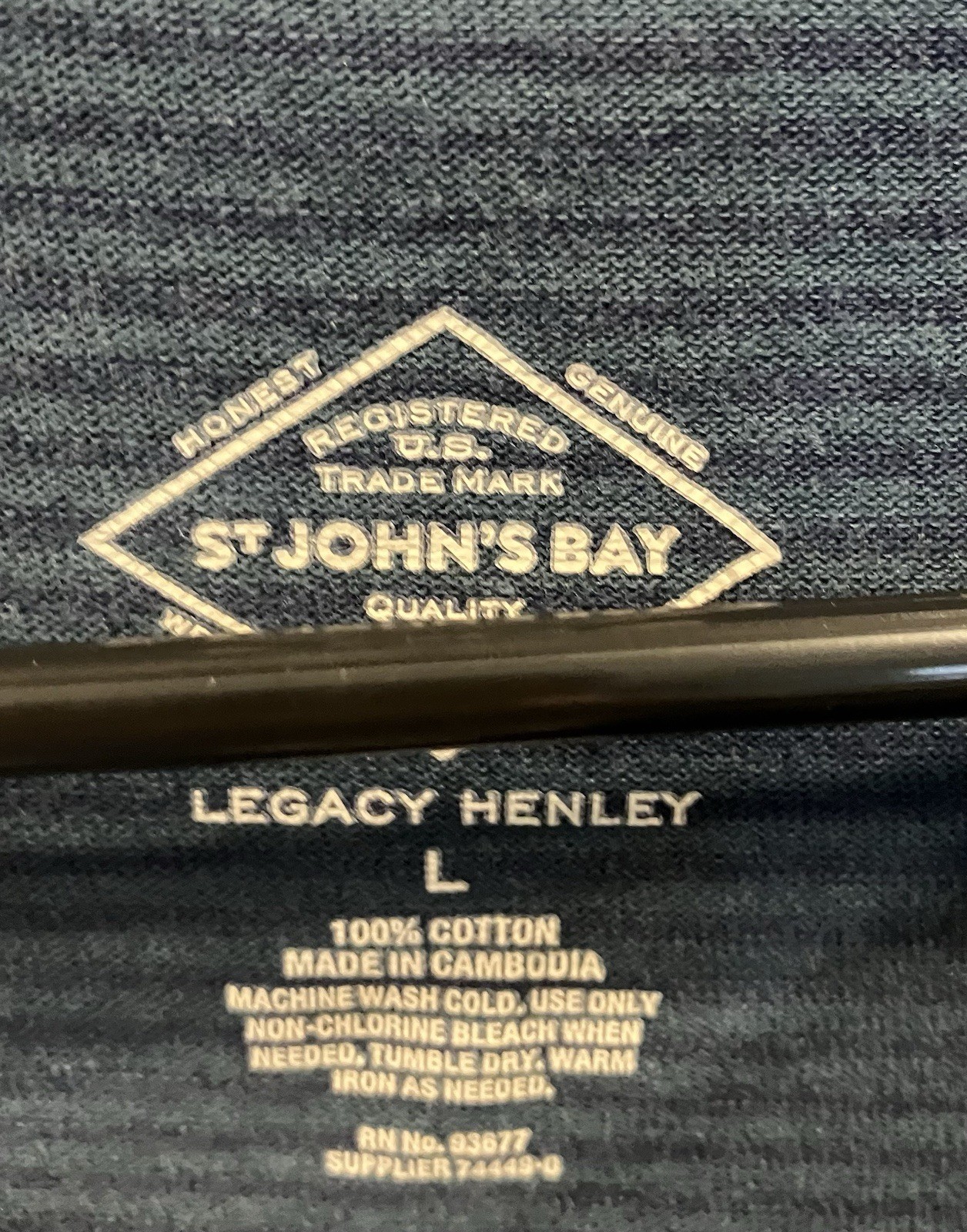 Men’s St Johns Bay Legacy Henley Striped Navy Long Sleeve L gallery