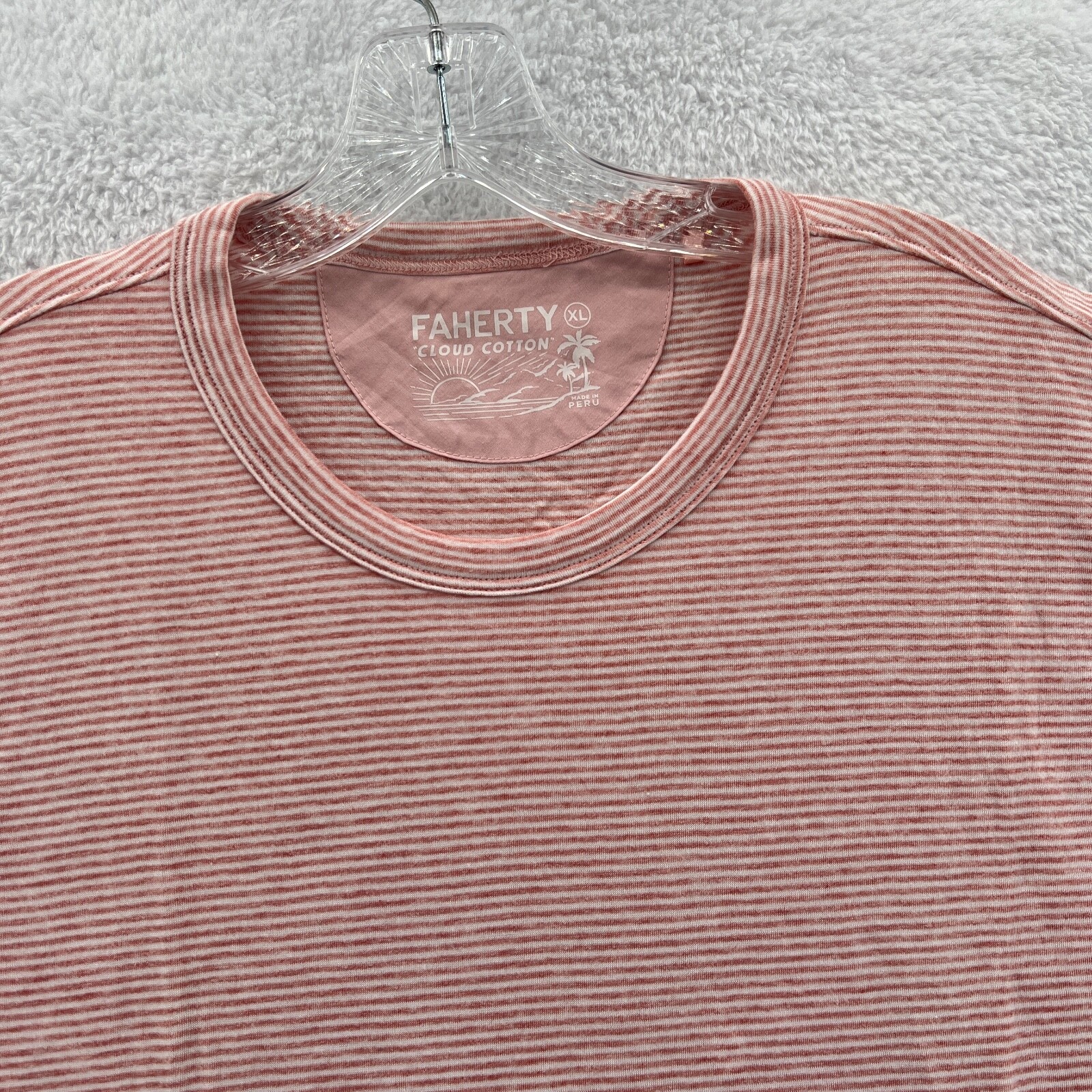 Faherty Striped Shirt Mens XL Orange Cloud Cotton Soft Short Sleeve Tee *B4 New gallery
