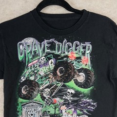Gravedigger Skull Monster Truck 2015 Black T Shirt SEE MEASUREMENT