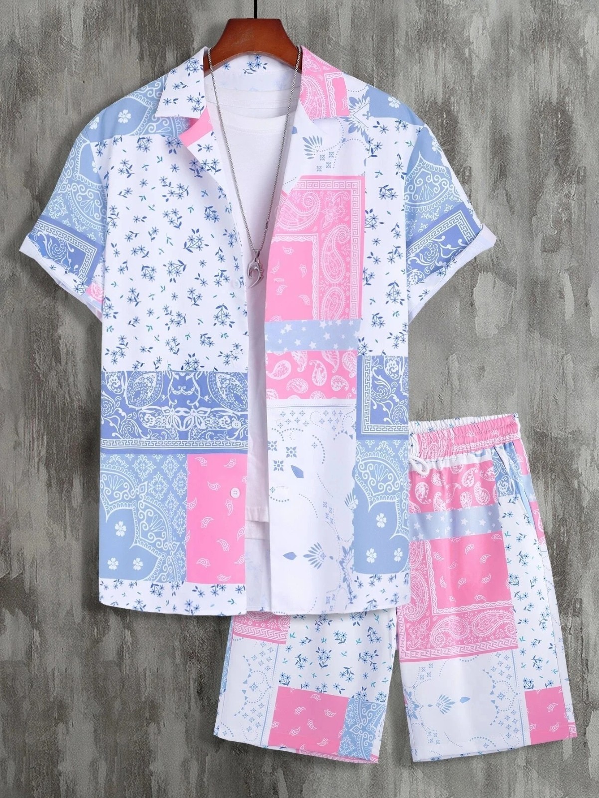 Men Summer Outfit 2-Piece Set Short Sleeve T-Shirt and Shorts Sweatsuit Set gallery