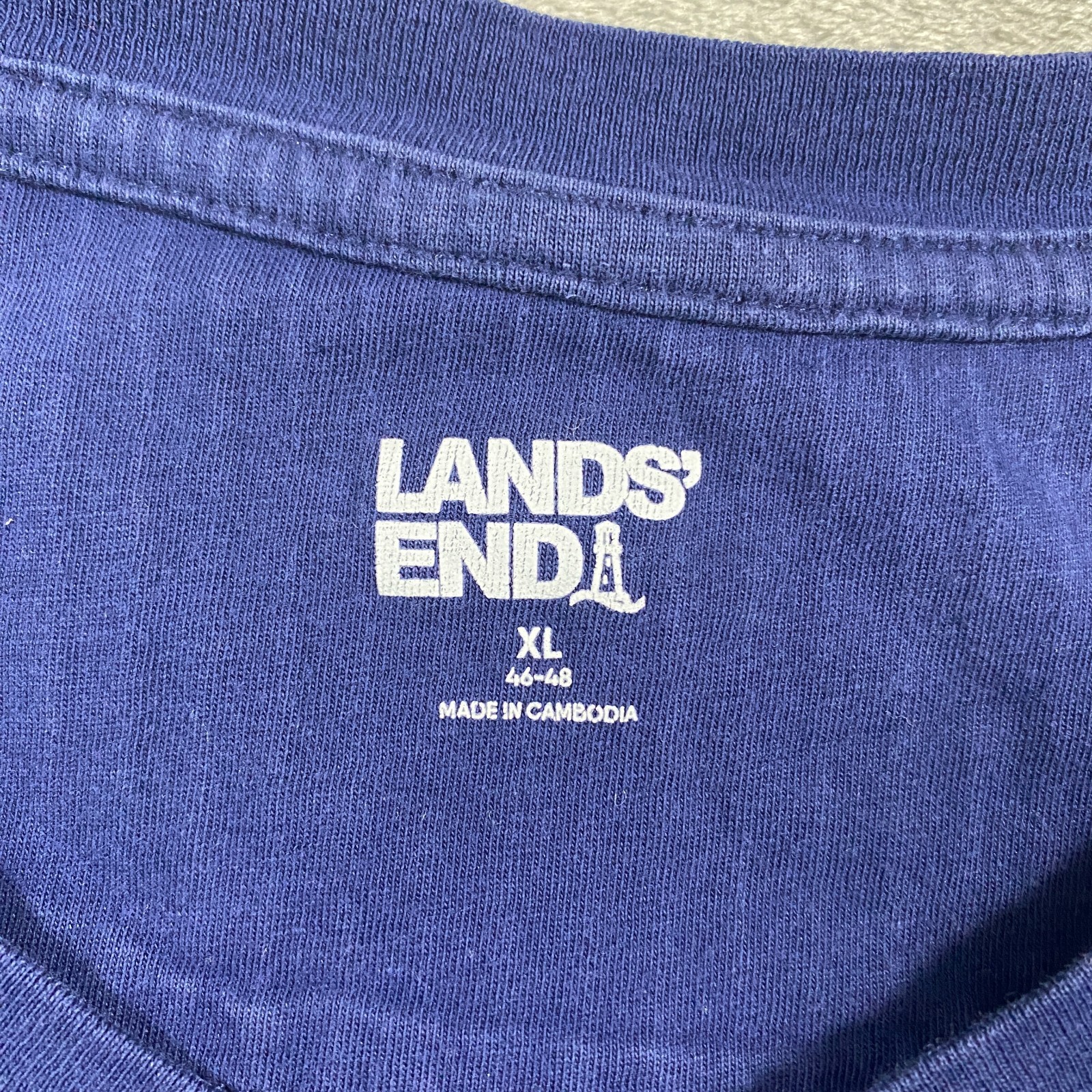 Lands' End Henley Shirt Men's XL Navy Blue Long Sleeve Vertical Rib Knit Cotton gallery
