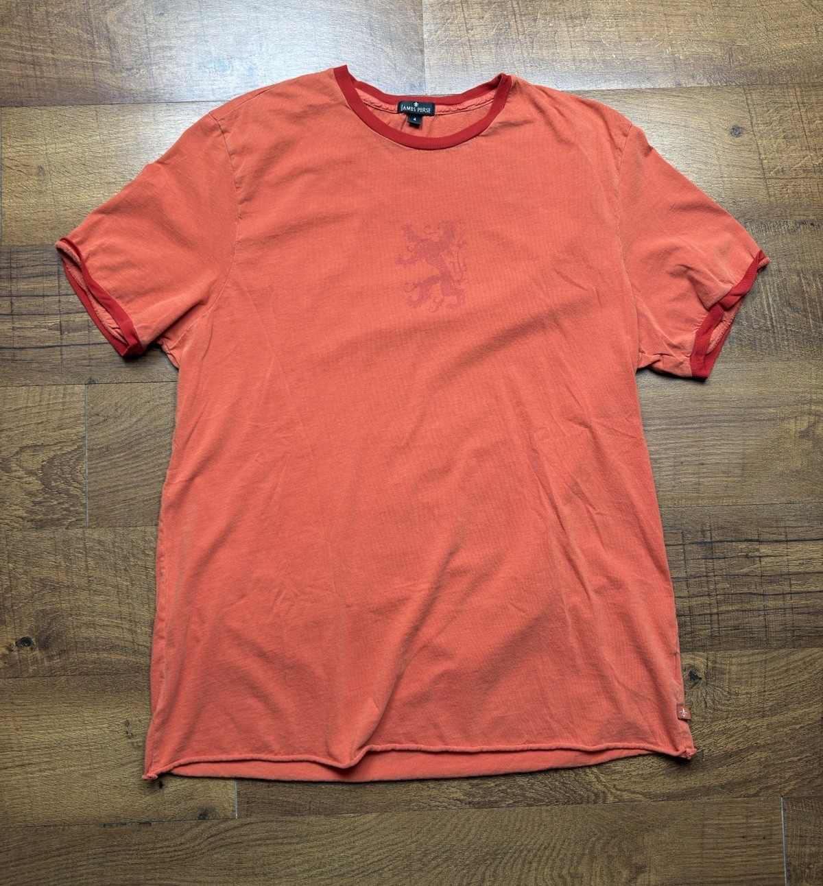 James Perse Short Sleeve Lion Crew Neck Orange T Shirt Mens Size 4 (XL)