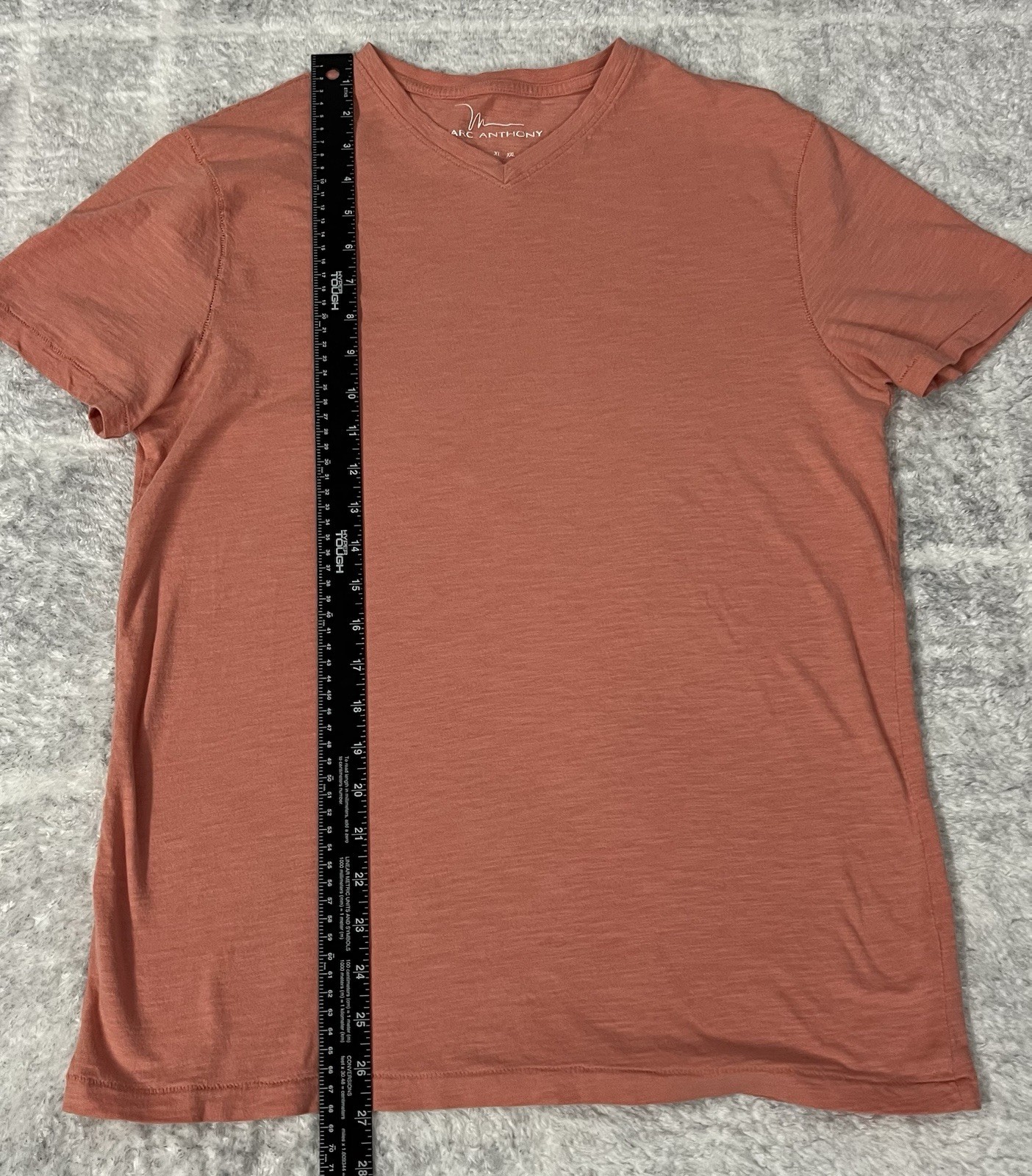 Marc Anthony Coral Orange Heathered V-Neck Soft 100% Cotton Men Size M T-Shirt gallery
