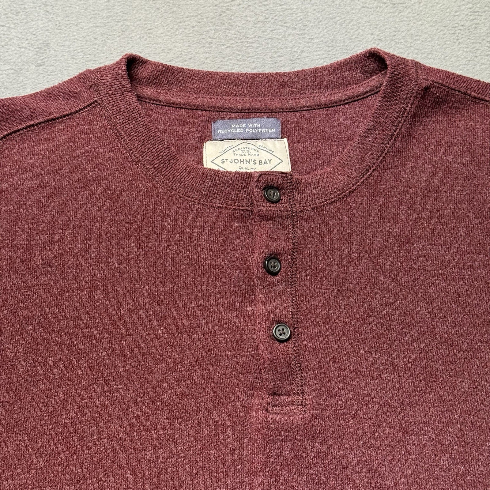St Johns Bay Mens 2XLT Henley Shirt Red Long Sleeve Super Soft Knit Casual EUC gallery