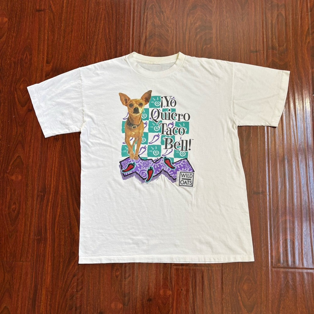Vintage 1998 Yo Quiero Taco Bell Chihuahua T-Shirt Size XL 90s Food Snack Promo