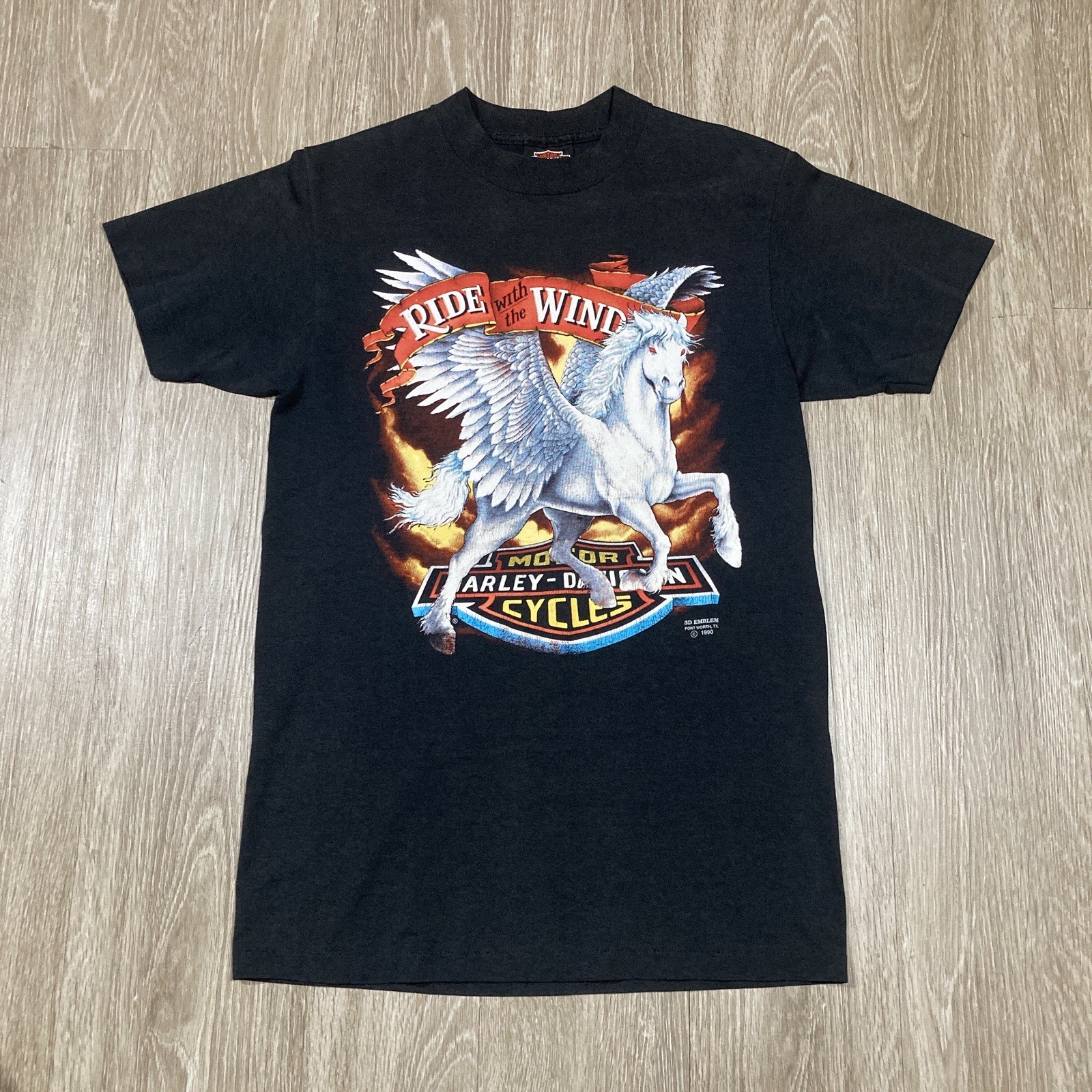 Harley Shirt M 80s 90s 3D Emblem Pegasus Horse HD Biker Chopper Motorcycle Tee gallery