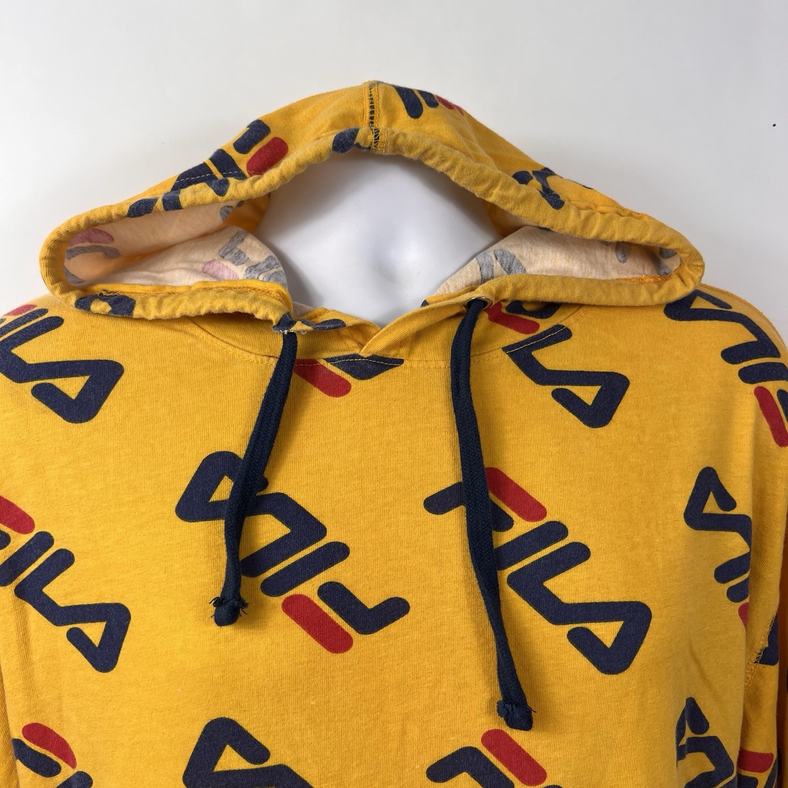 FILA Long Sleeve T Shirt Men's XL Hooded Yellow Kangaroo Pocket Lightweight gallery