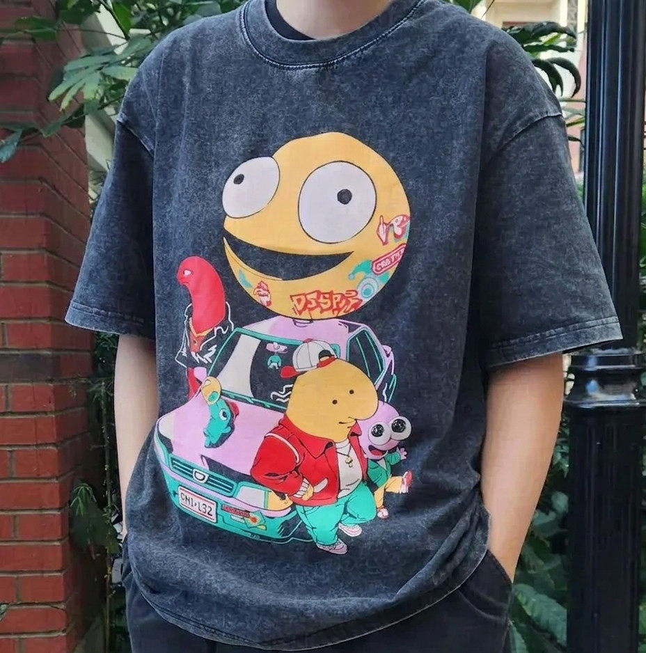 Smiling Friends: Pim & Charlie Acid Wash – Retro Cartoon Graphic T-Shirt