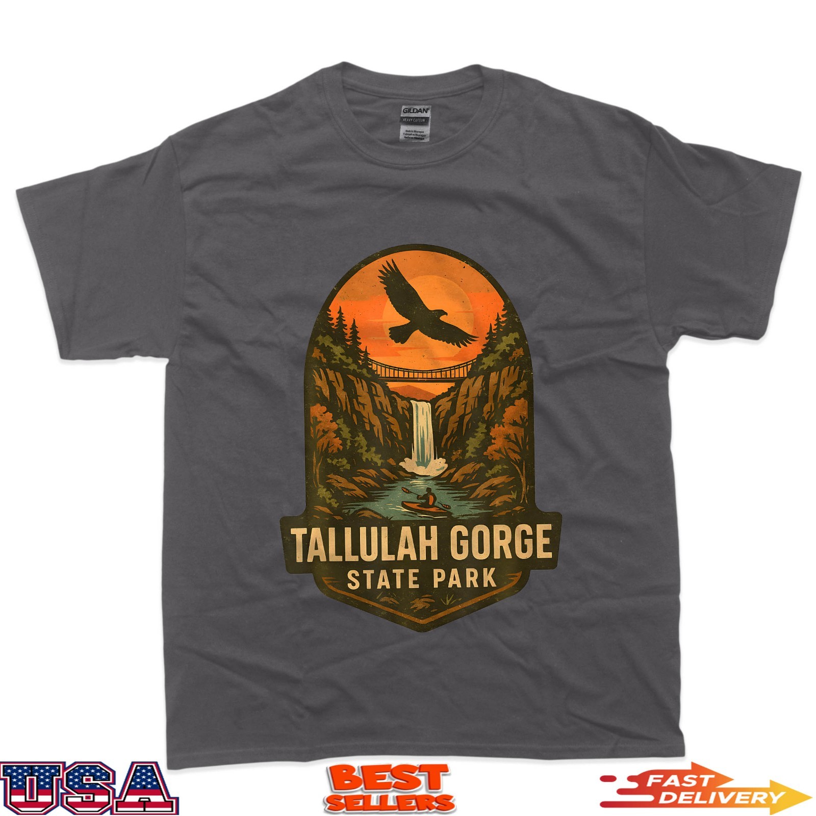 Tallulah Gorge Shirt Waterfall Bridge Kayak Georgia Park T-Shirt gallery