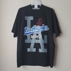 2X Pro Team Super Heavy Weight Los Angeles LA Baseball “RESPECT” Black T-Shirt