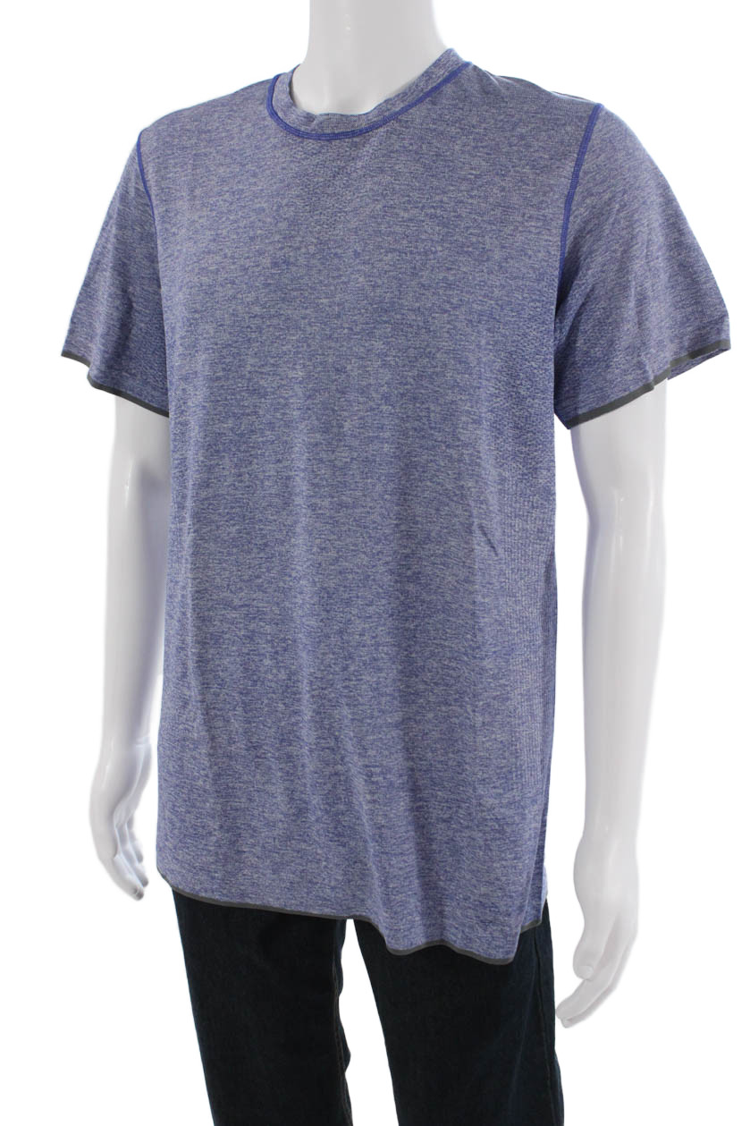 Lululemon Mens Blue Short Sleeve Crew Neck Polyester Nylon Blend T-Shirt Size M gallery