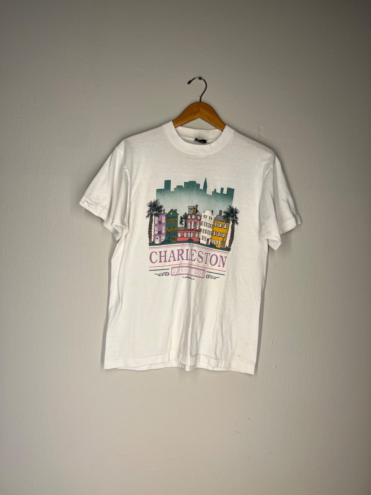 Vintage 90s Charleston Rainbow Row Single Stitch Screen Stars Best Tee Large