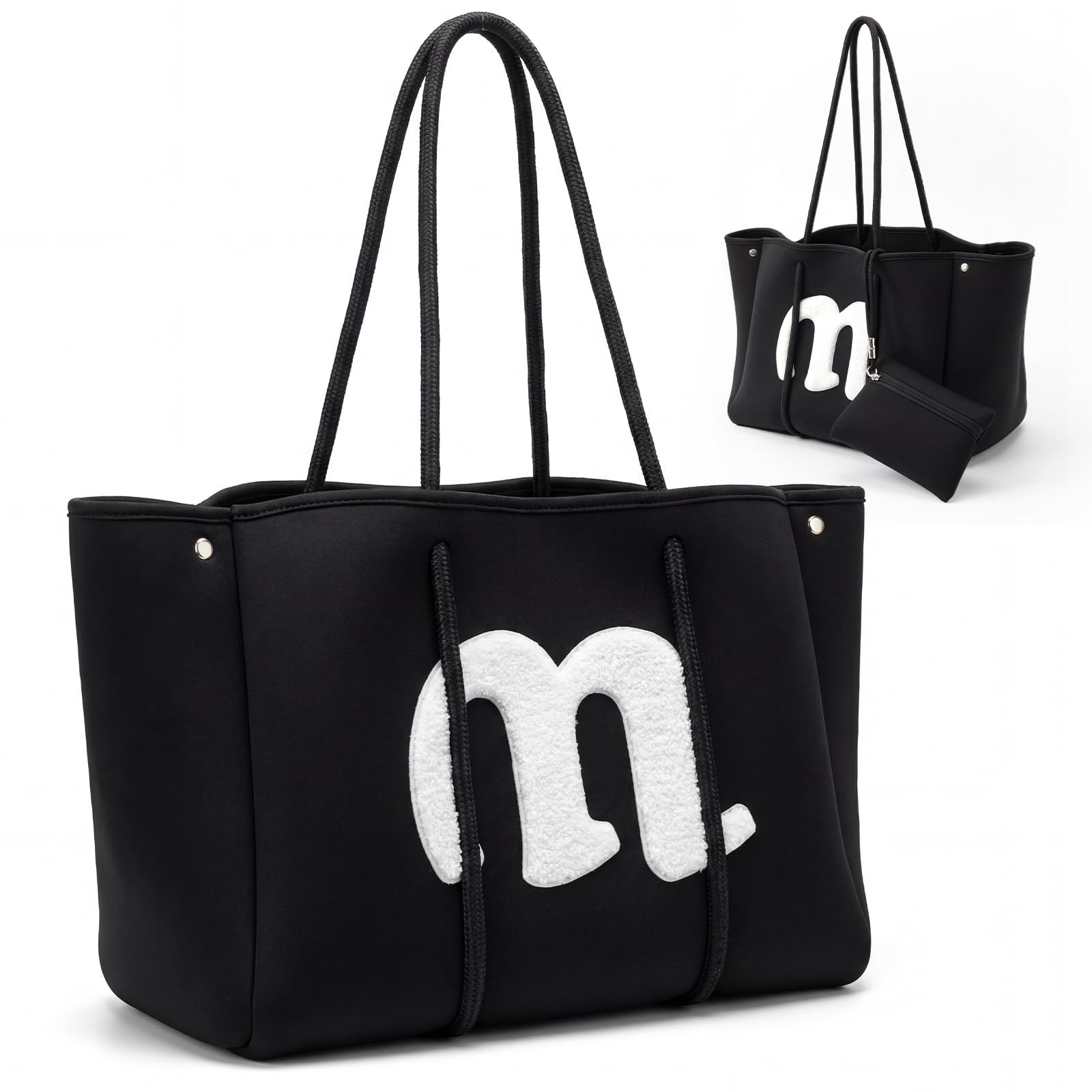 Women Neoprene Tote Bag with Pouch, Waterproof Large Capacity Shoulder Bag fo…