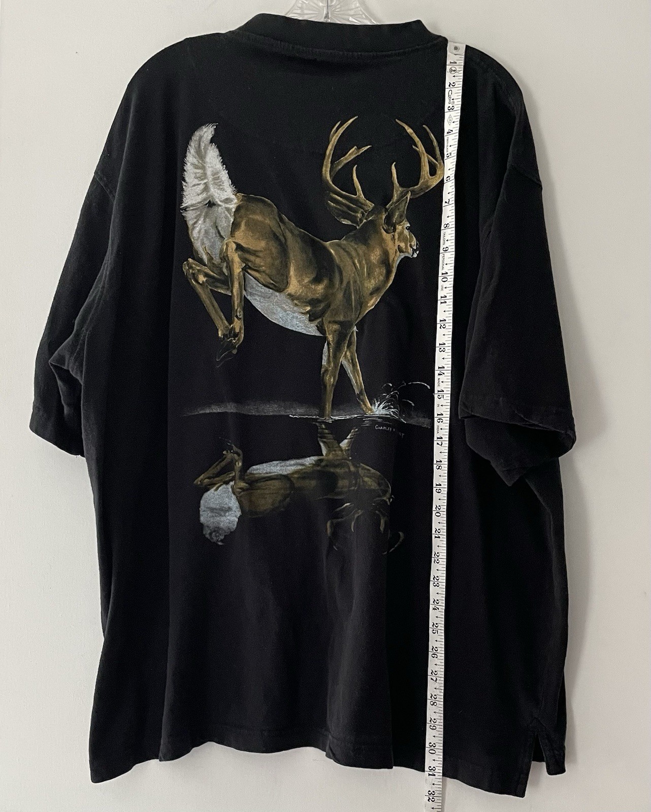 Legendary Men 3X Whitetail Deer Mirror Image Black Double Sided Graphic Shirt gallery
