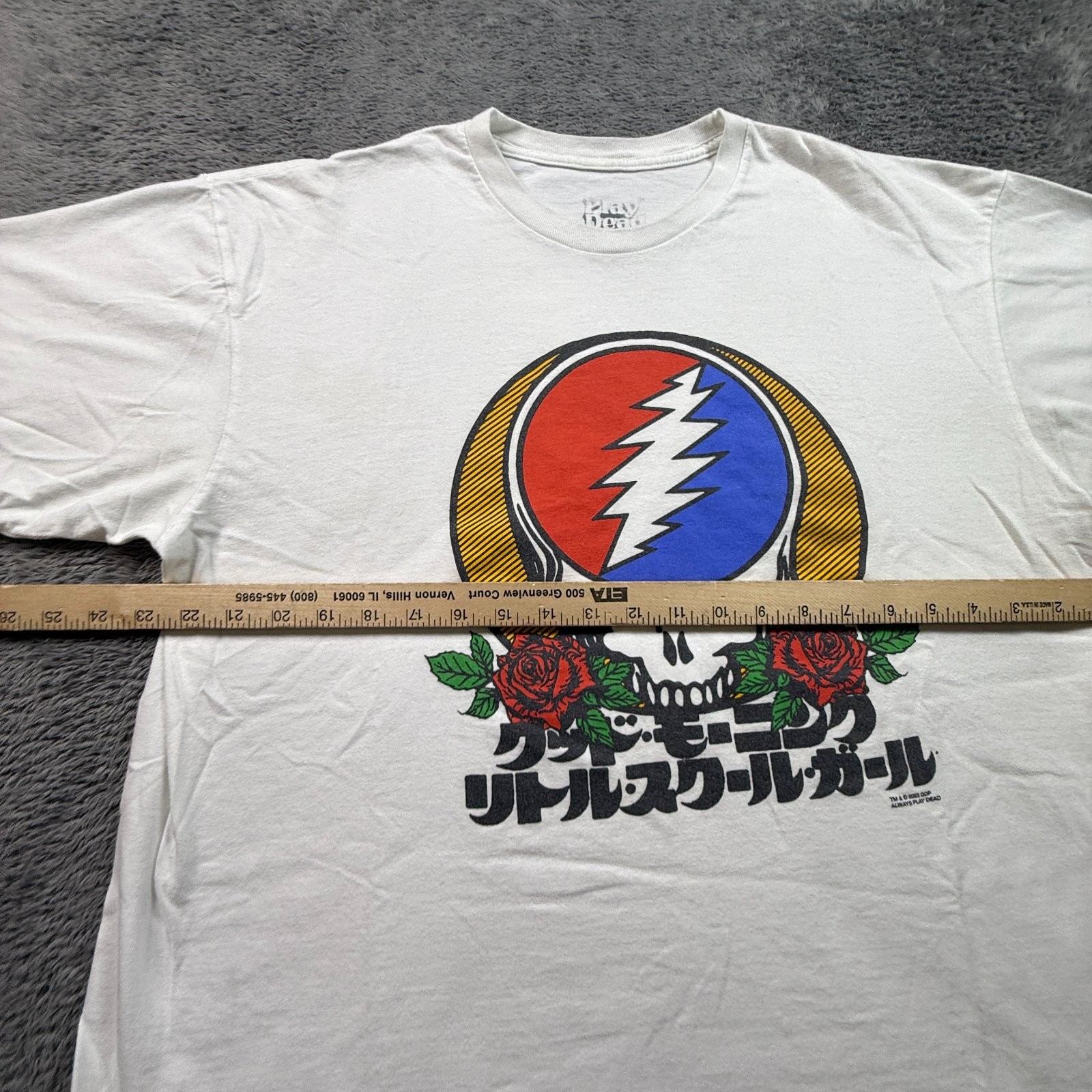 Grateful Dead Play Dead Steal Your Face Skull Japanese Script Mens XL Shirt gallery