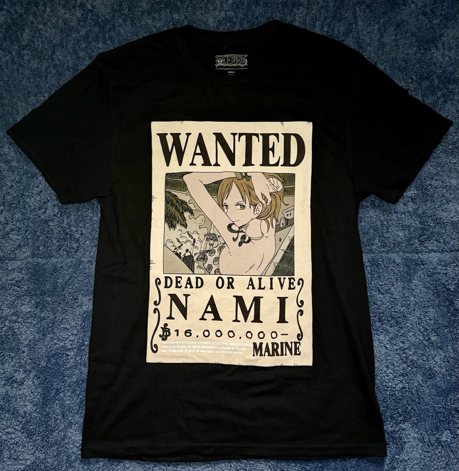 One Piece Nami Wanted Poster Graphic Black Men’s T-Shirt Small