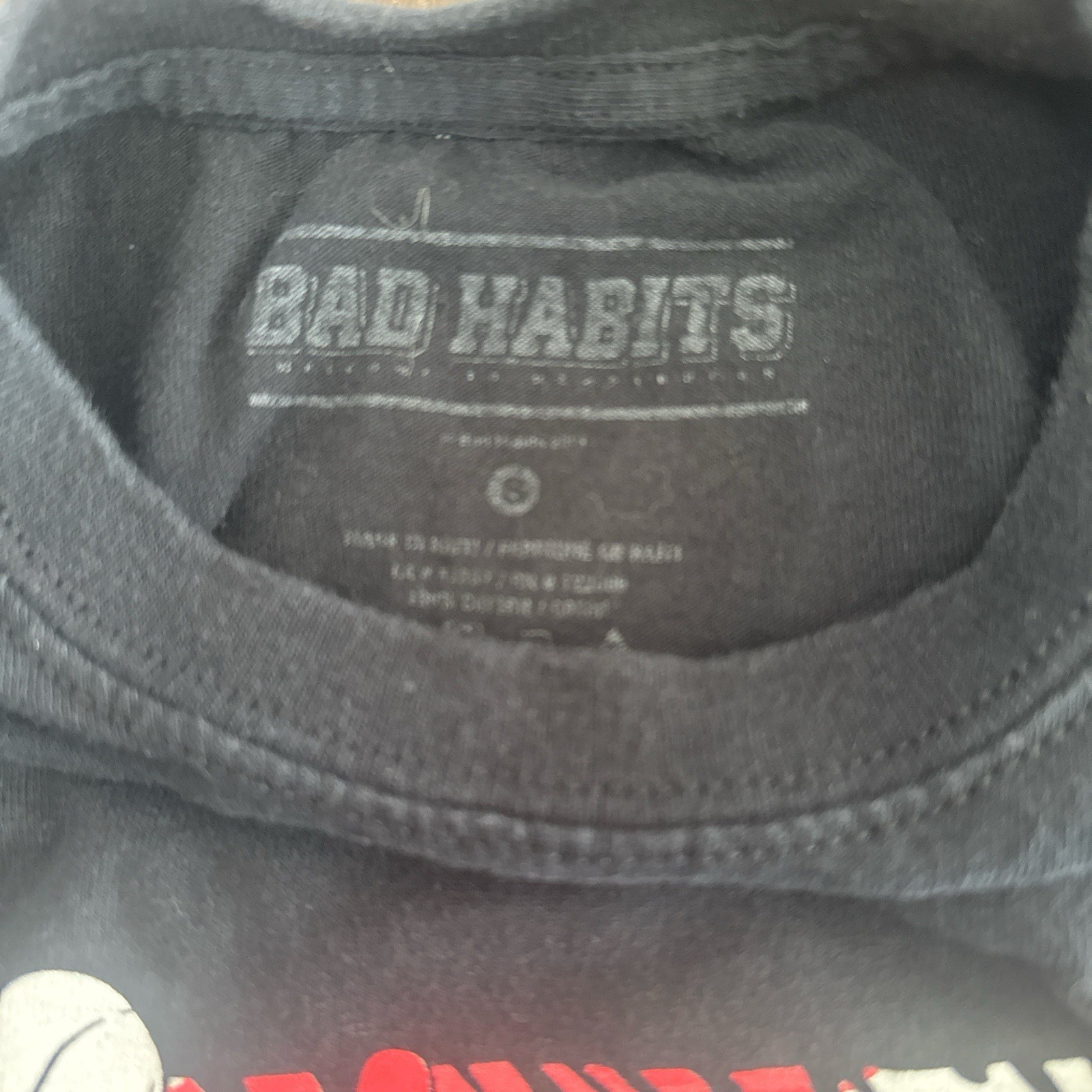 BAD HABITS t-shirt featuring an anime graphic, black, men's size S inv23 gallery
