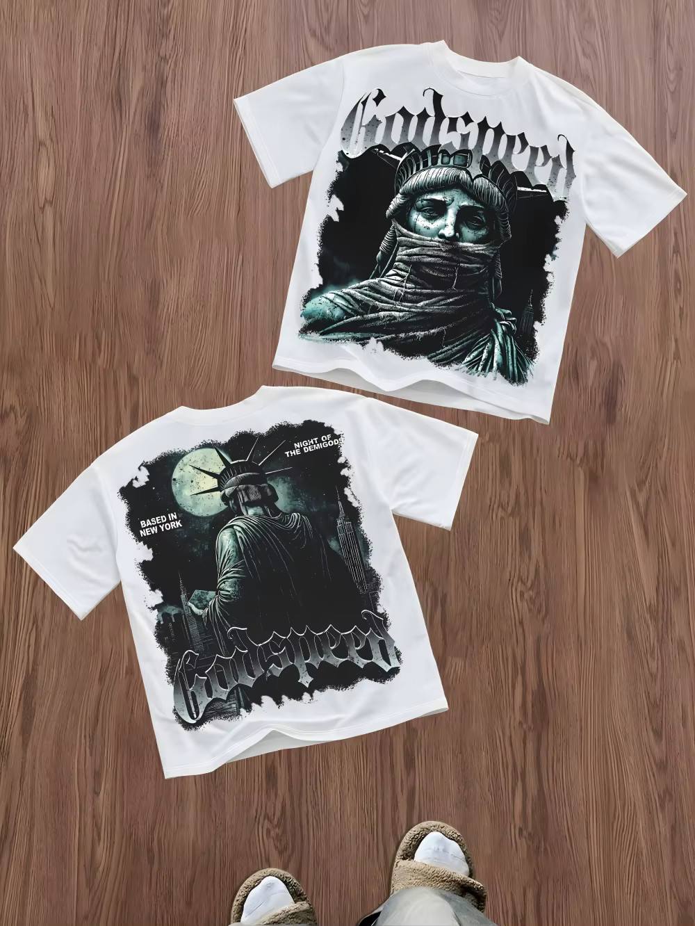 Godspeed Statue of Liberty Graphic T Shirt Black White Streetwear Tee XS-6XL gallery
