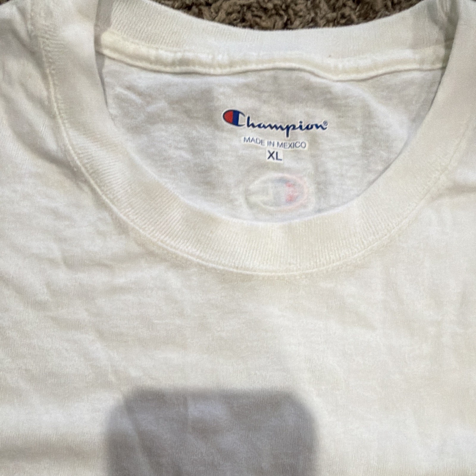 Champion Mens XL White Crew Neck Sleeveless Muscle Jersey Cotton Logo Tagless gallery
