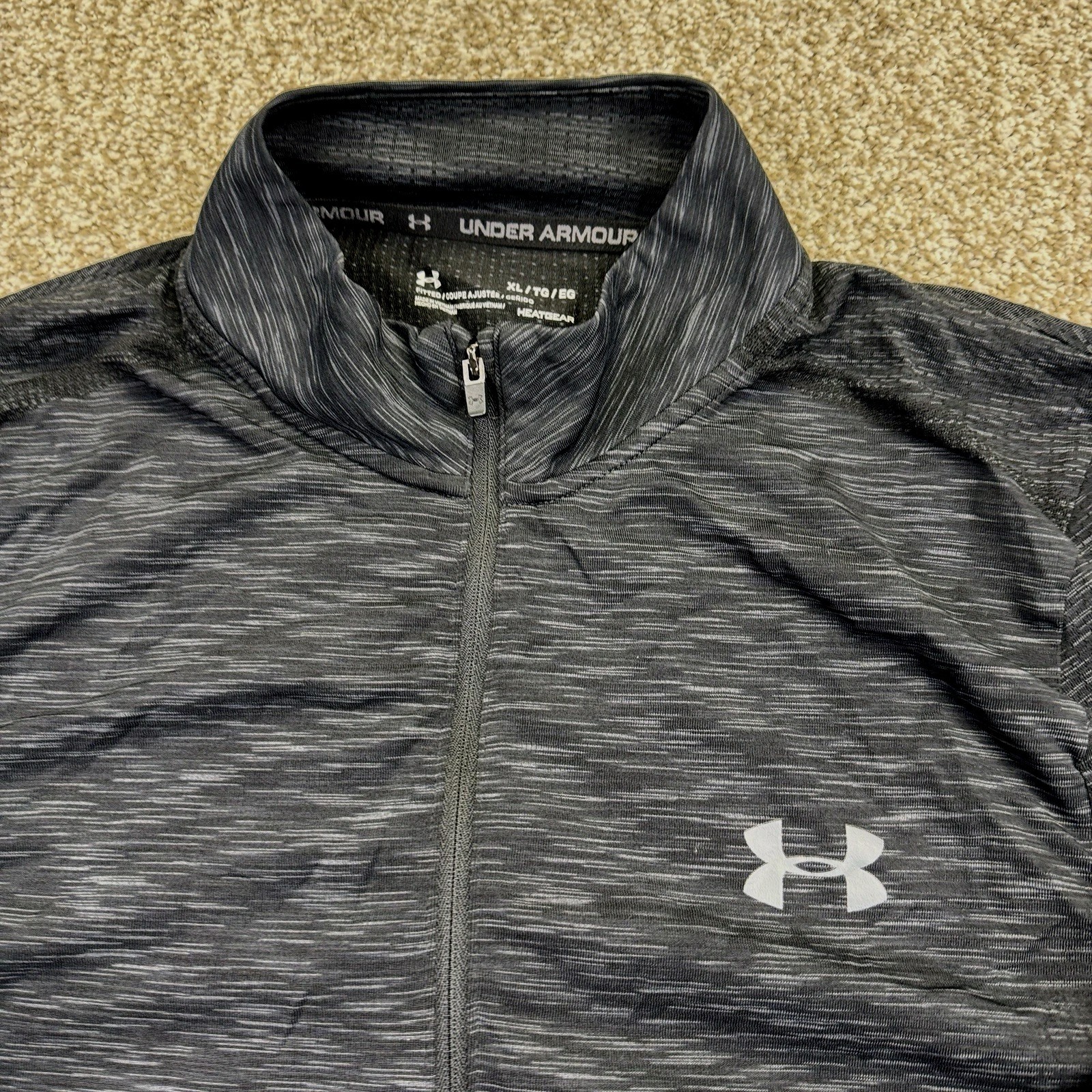 Under Armour Heatgear 1/4 Zip Training Shirt Mens Fitted XL Black Long Sleeve gallery