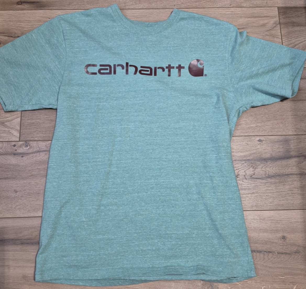 Carhartt T-Shirt Mens Medium Loose Fit Graphic Logo Crew Neck Mint Green